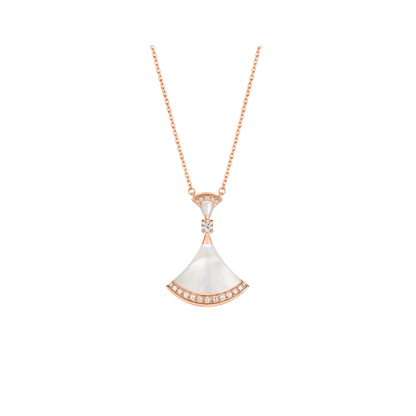 18K Rose Gold Diamond Mother of Pearl BVLGARI Divas' Dream Necklace