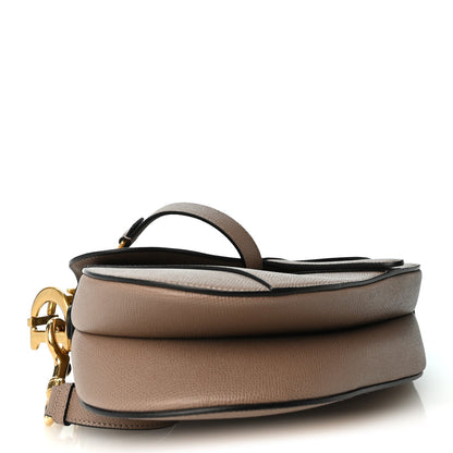 Christian Dior Grained Calfskin Saddle Bag Warm Taupe