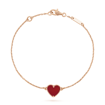 18K Rose Gold Carnelian VCA Sweet Alhambra Heart Bracelet