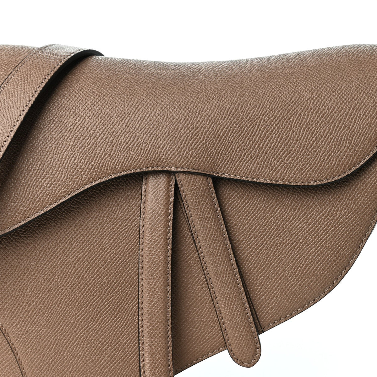 Christian Dior Grained Calfskin Saddle Bag Warm Taupe