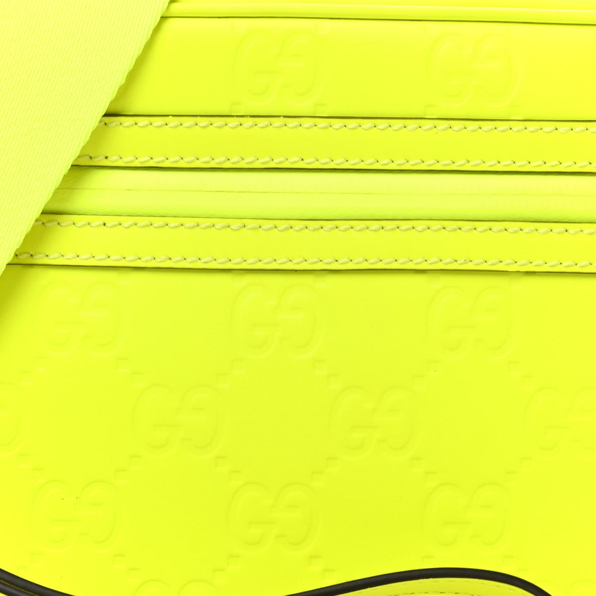 Gucci Rubber Effect Monogram GG Crossbody Bag Fluorescent Yellow