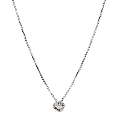 David Yurman Sterling Silver Diamond 8mm Petite Infinity Pendant Necklace