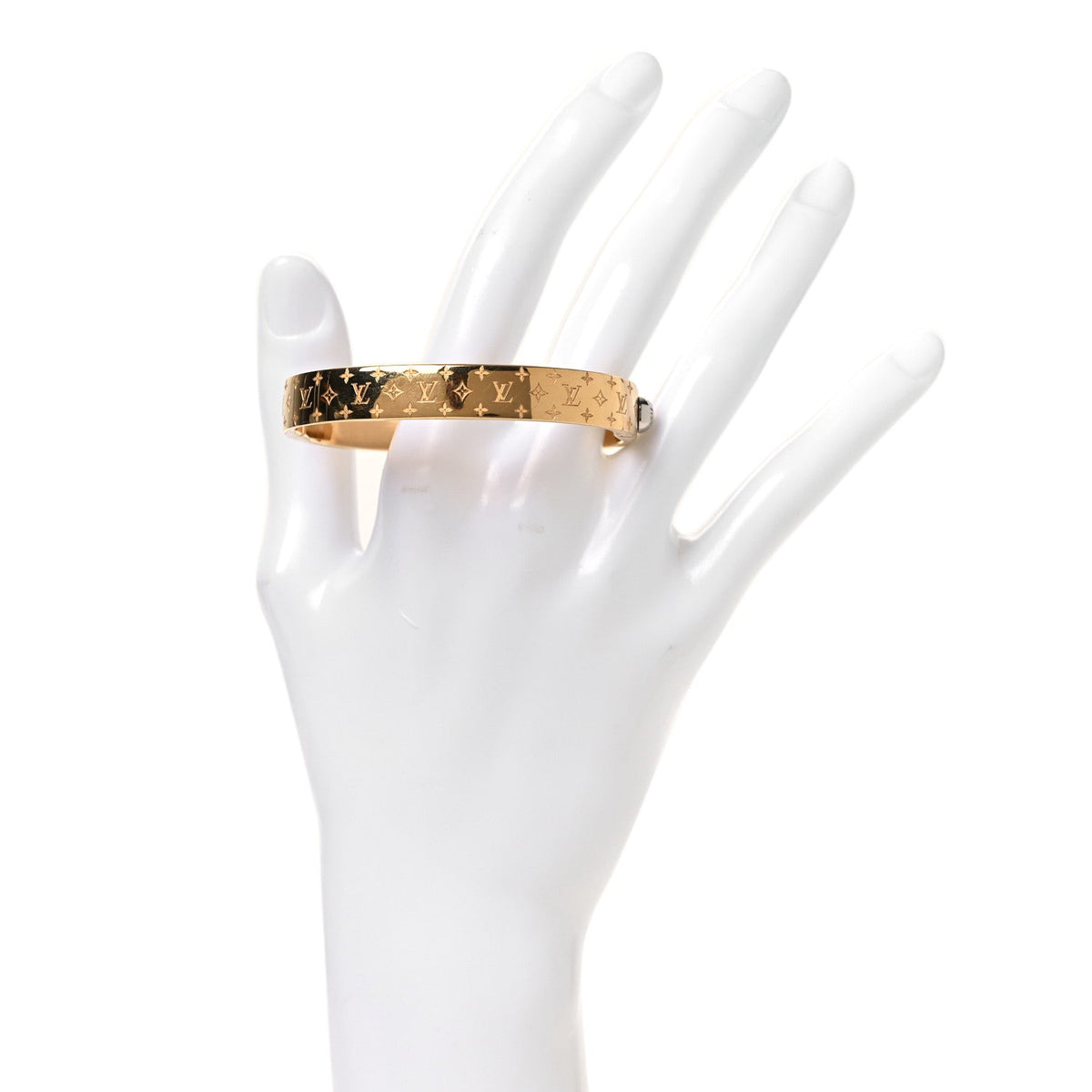 Louis Vuitton Brass Monogram Nanogram Cuff S Gold