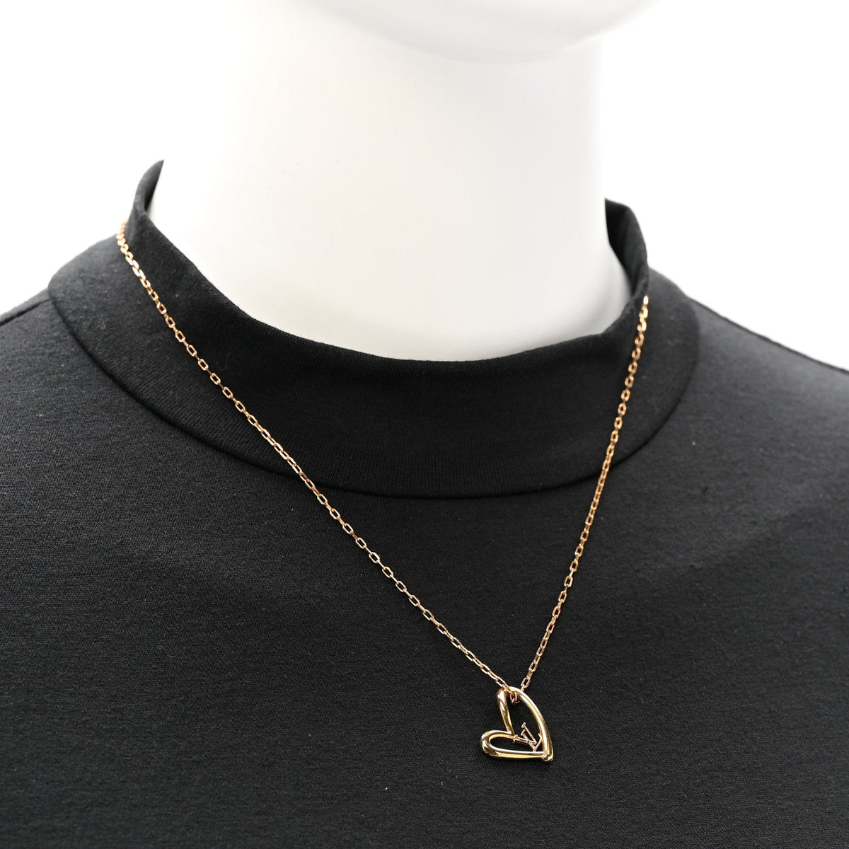 Louis Vuitton Metal Fall in Love Heart Pendant Necklace Gold