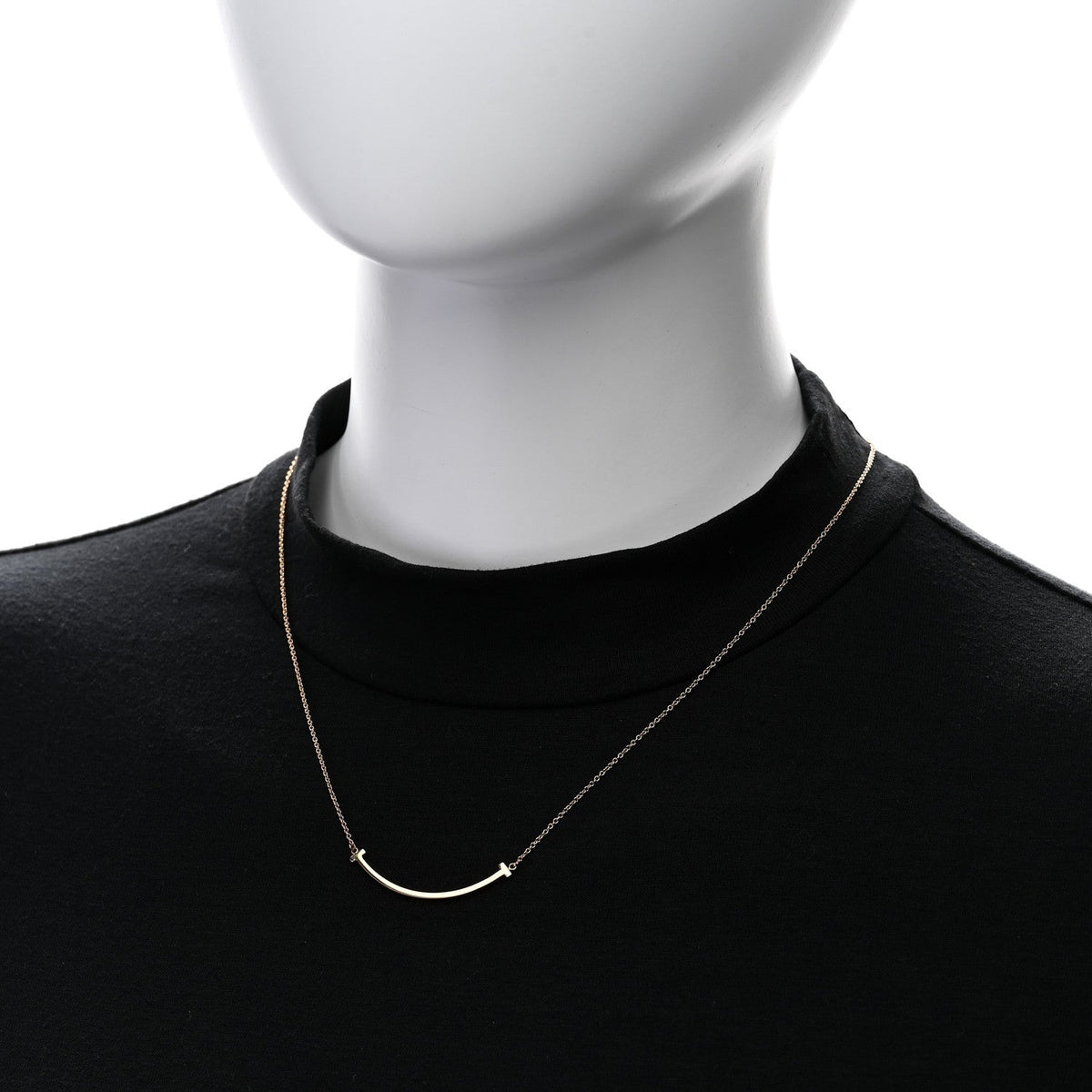 Tiffany 18K Rose Gold Small T Smile Pendant Necklace