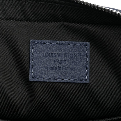 Louis Vuitton Calfskin Monogram Shadow Trio Messenger Navy