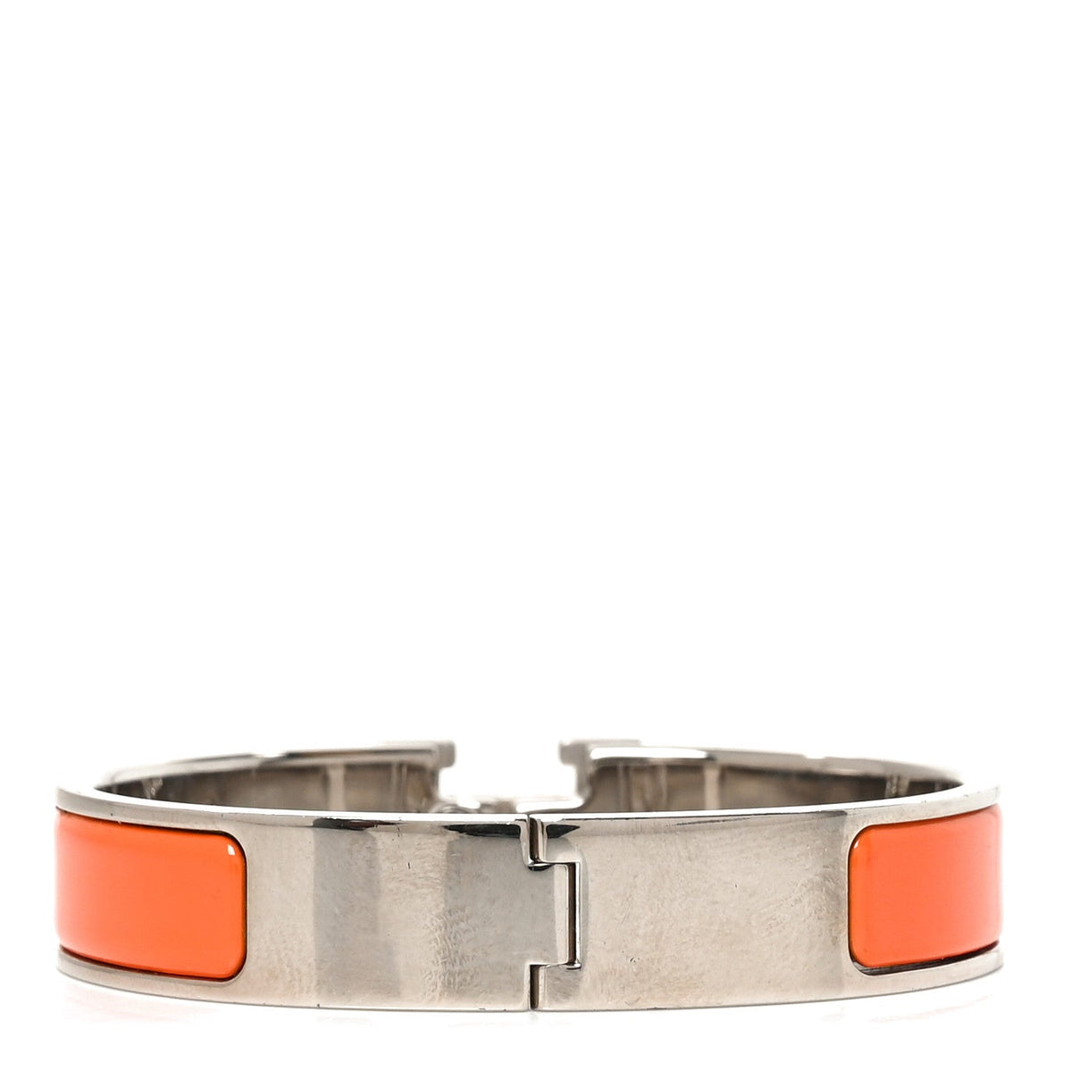 Hermes Enamel Palladium Narrow Clic Clac H Bracelet PM Orange