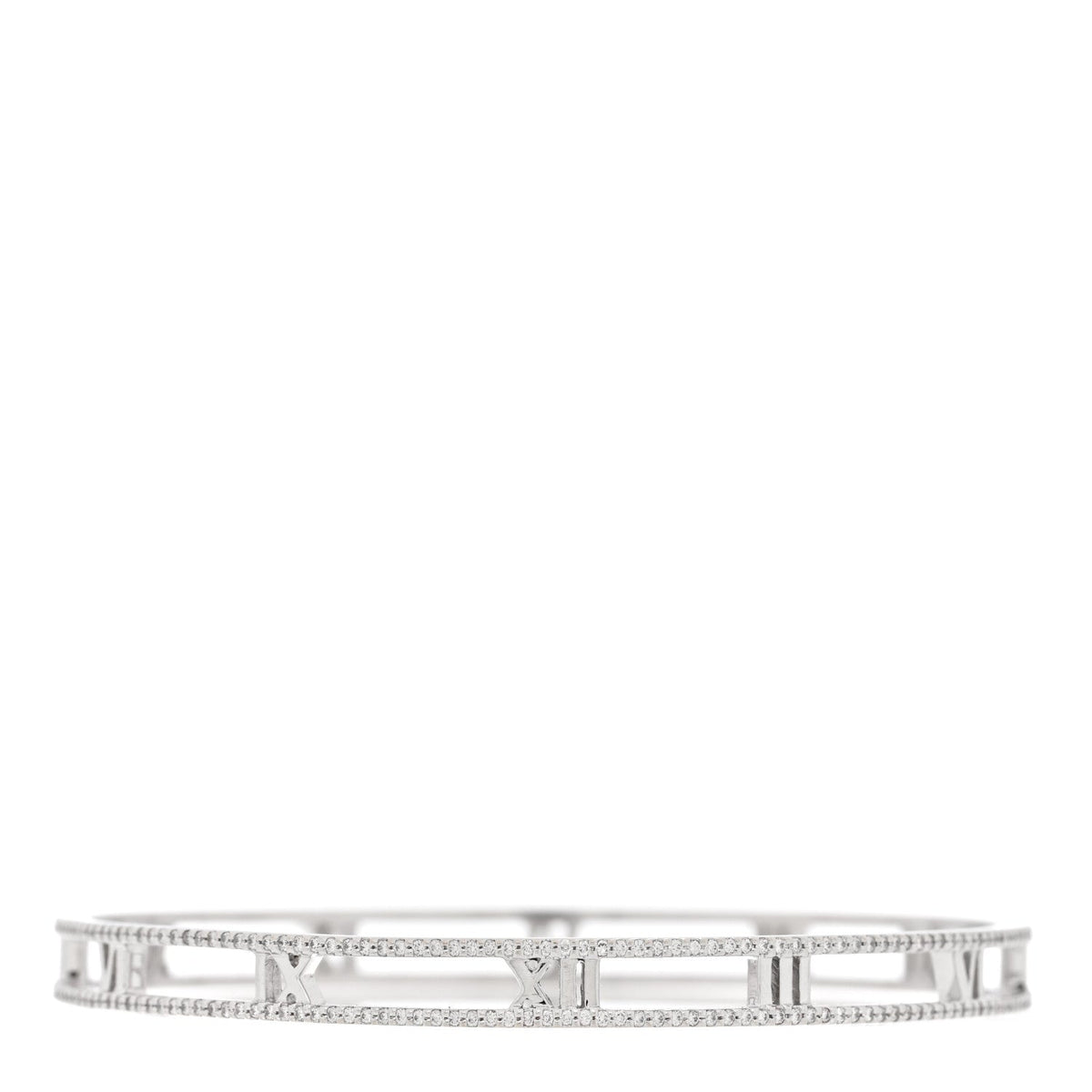 Tiffany 18K White Gold Diamond Atlas Open Bangle Bracelet