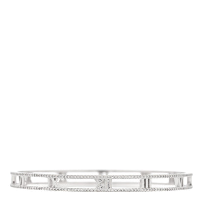 Tiffany 18K White Gold Diamond Atlas Open Bangle Bracelet