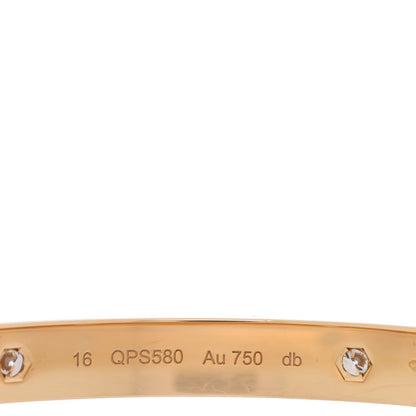 Cartier 18K Yellow Gold 4 Diamond LOVE Bracelet 16