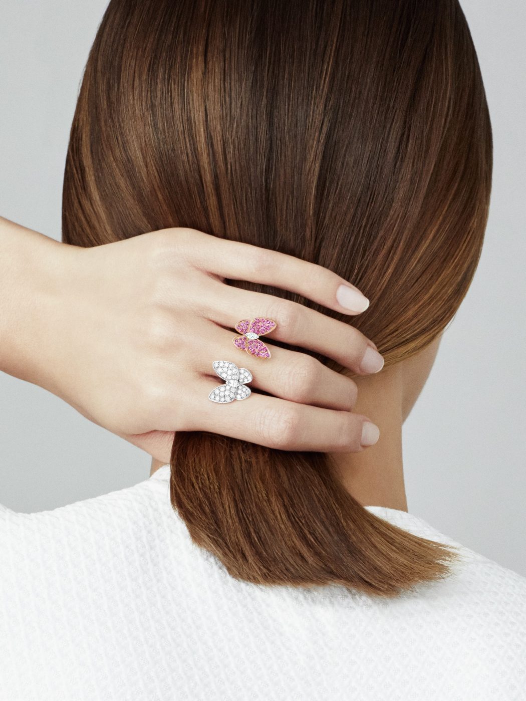 18K White Gold Diamonds VCA Butterfly Between the Finger Ring