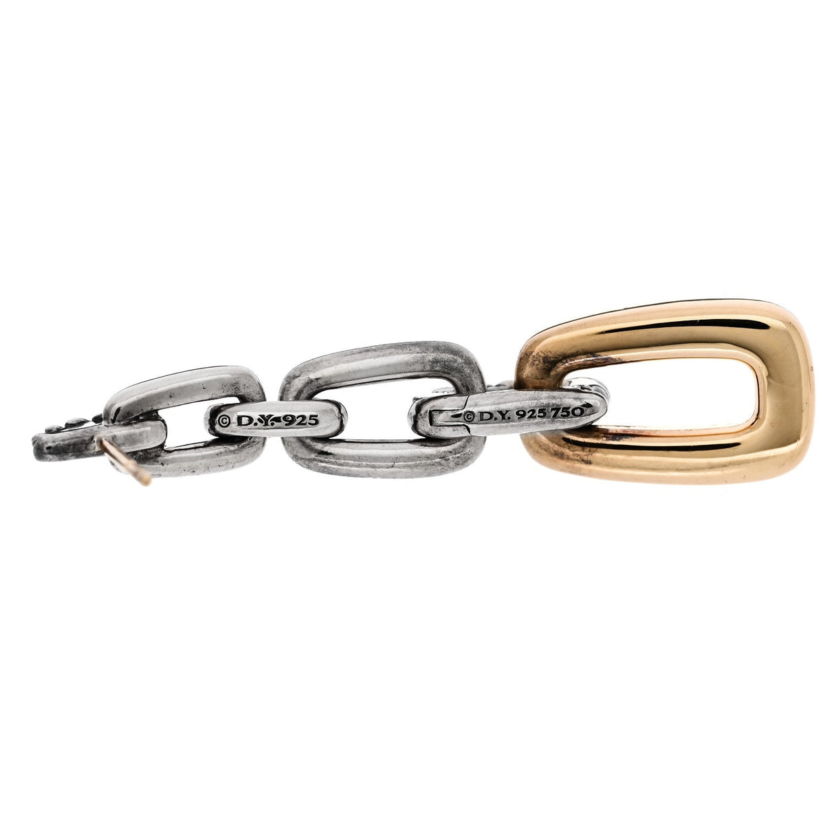 David Yurman Sterling Silver 18K Yellow Gold Wellesley Link Drop Earrings