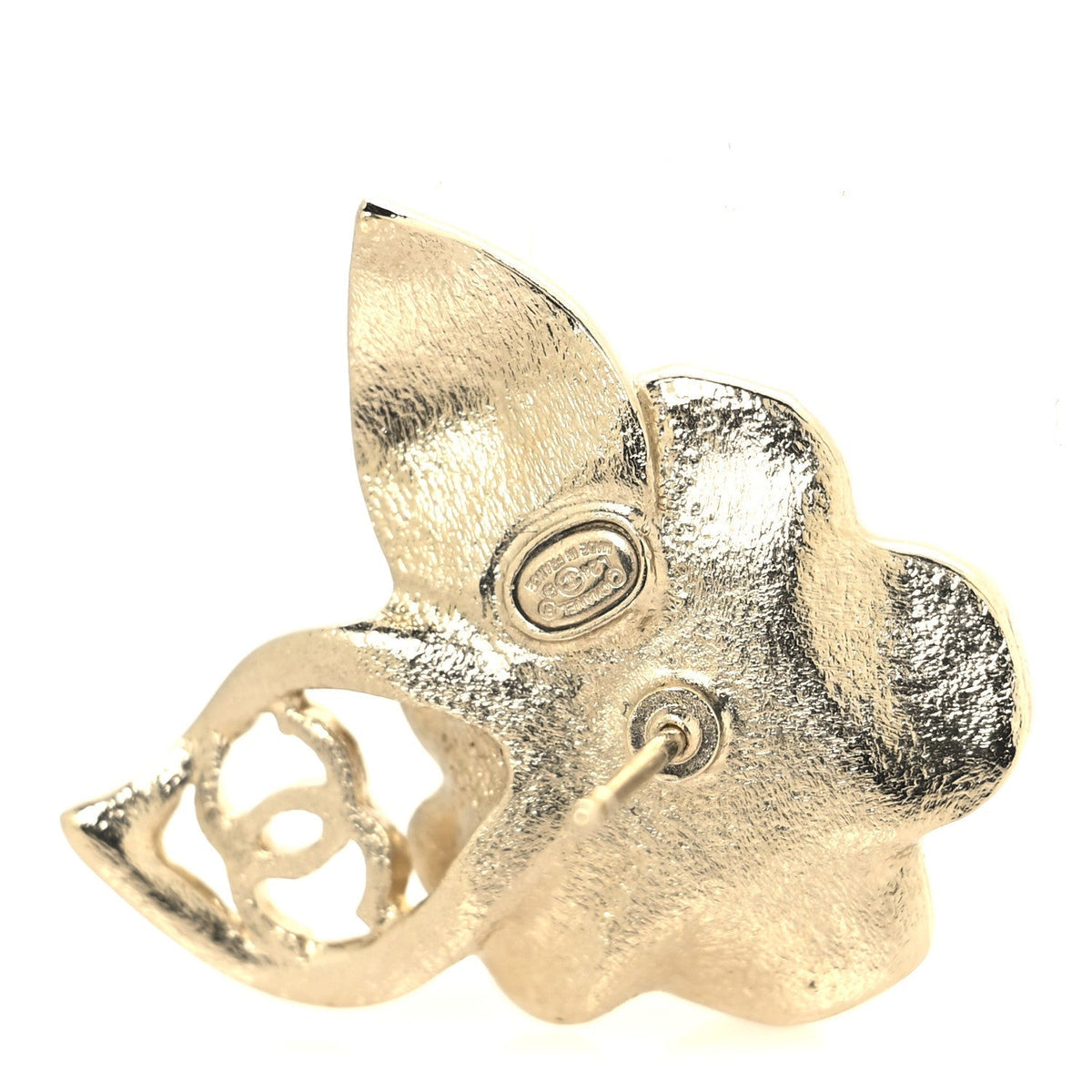 Chanel Crystal CC Camelia Earrings Gold
