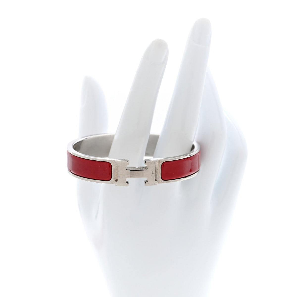 Hermes Enamel Narrow Clic Clac H Bracelet PM Rouge