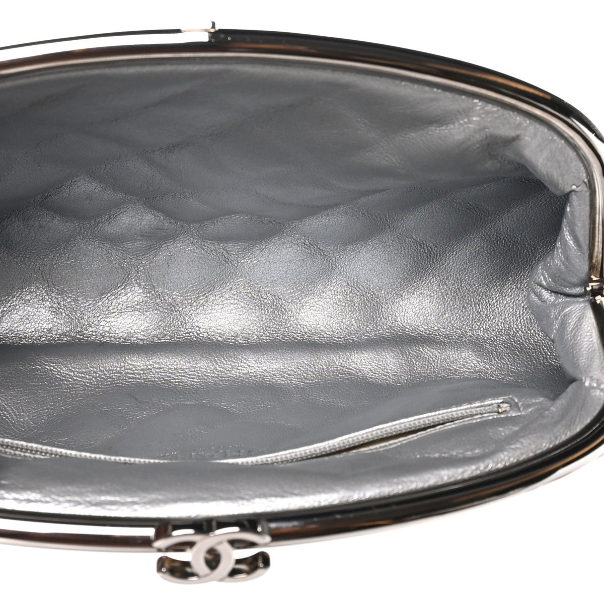 Chanel Metallic Aged Calfskin Quilted Timeless Clutch Silver