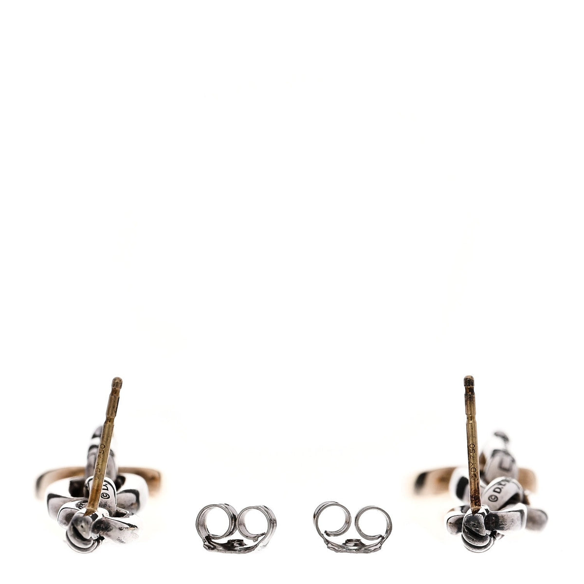 David Yurman Sterling Silver 18K Yellow Gold Wellesley Link Drop Earrings
