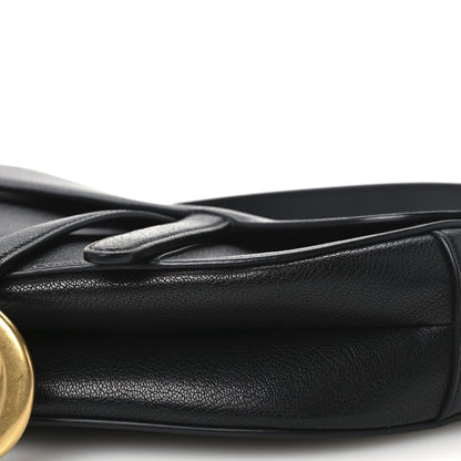 Christian Dior Shiny Goatskin Saddle Bag Black