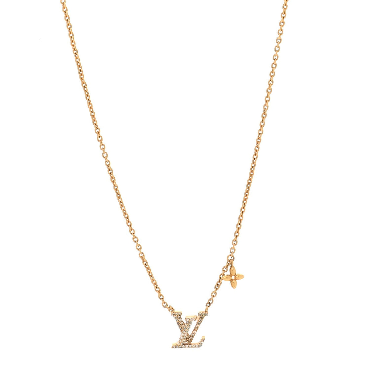 Louis Vuitton Metal Crystal LV Iconic Necklace Gold