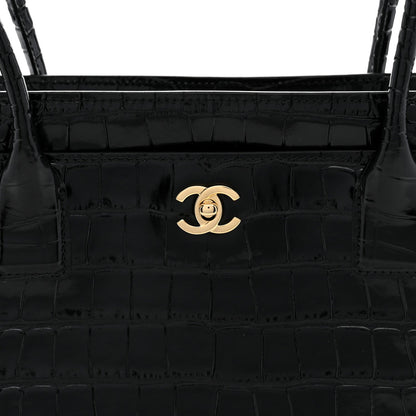 Chanel Calfskin Crocodile Embossed Small Archetype Tote Black