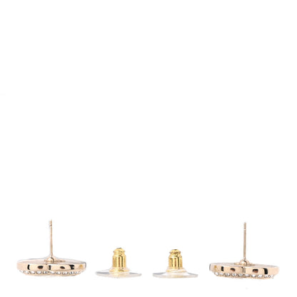 Chanel Resin Crystal Glitter CC Heart Earrings Black Gold