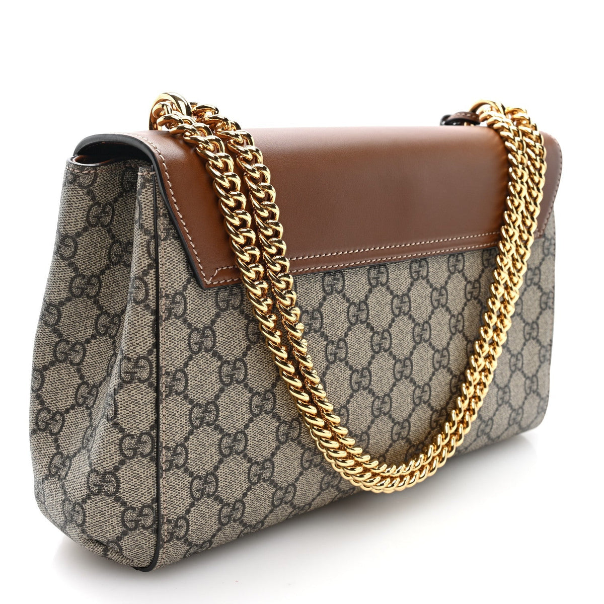 Gucci GG Supreme Calfskin Padlock Shoulder Bag Beige Cuir