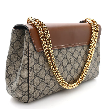 Gucci GG Supreme Calfskin Padlock Shoulder Bag Beige Cuir
