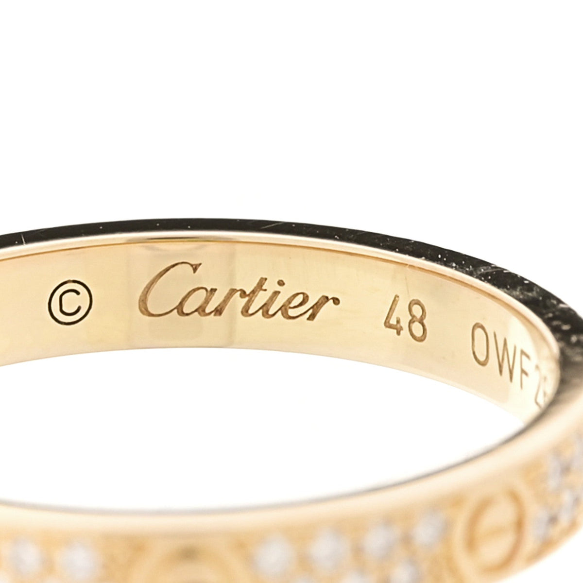 Cartier 18K Yellow Gold Diamond 2.6mm LOVE Paved Band Ring 48 4.5