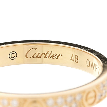 Cartier 18K Yellow Gold Diamond 2.6mm LOVE Paved Band Ring 48 4.5