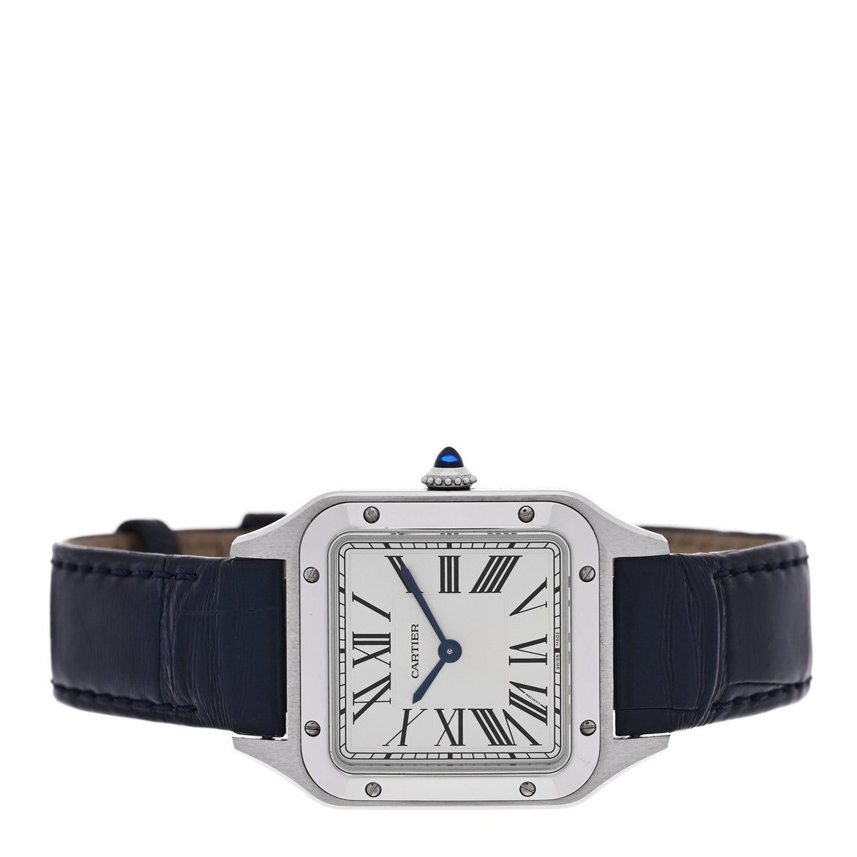 Cartier Stainless Steel Alligator 27.5mm Santos Dumont Quartz Watch
