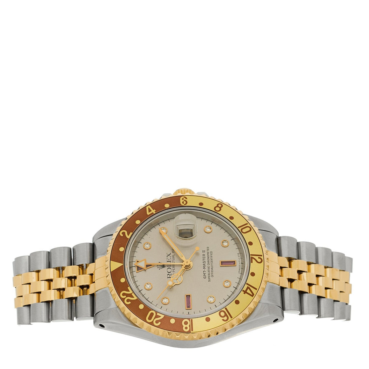 Rolex Stainless Steel 18K Yellow Gold 40mm GMT-Master II Watch Root Beer 16713