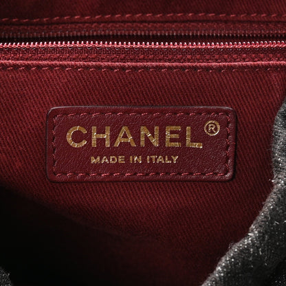 Chanel Denim Calfskin Quilted Backpack Dark Grey Black