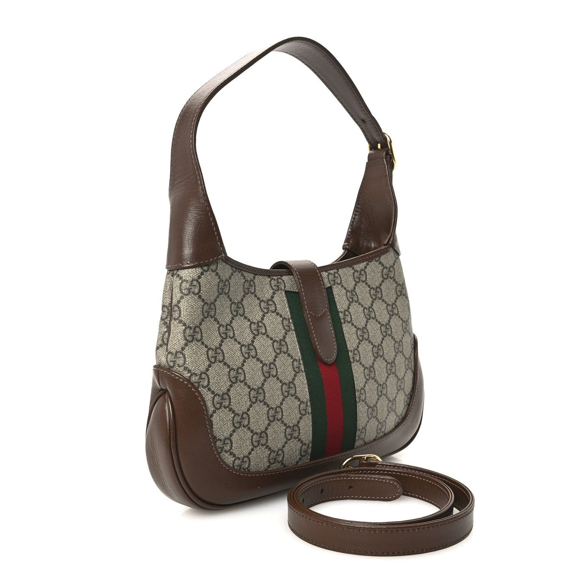 Gucci GG Supreme Monogram Small Jackie 1961 Hobo Bag Beige Ebony Brown Sugar