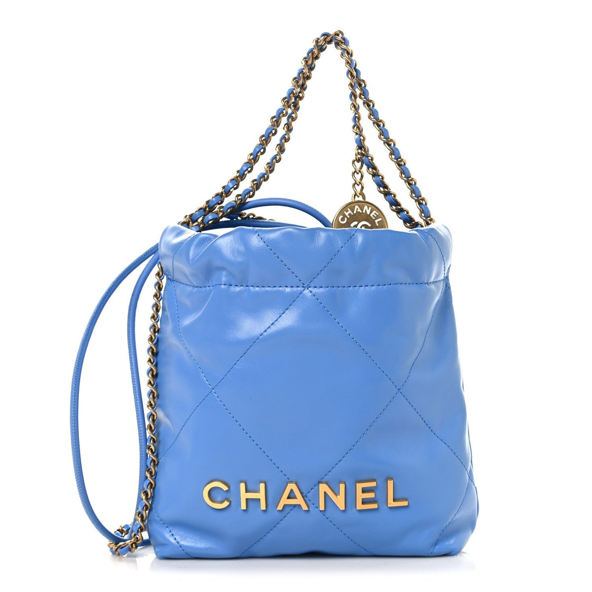 Chanel Shiny Calfskin Quilted Mini Chanel 22 Blue 1893258