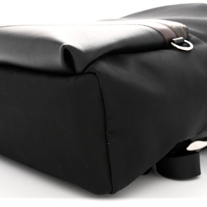 Fendi Glazed Fabric Nylon FF 1974 Diagonal Pouch Pocket Backpack Tobacco Moresco Black