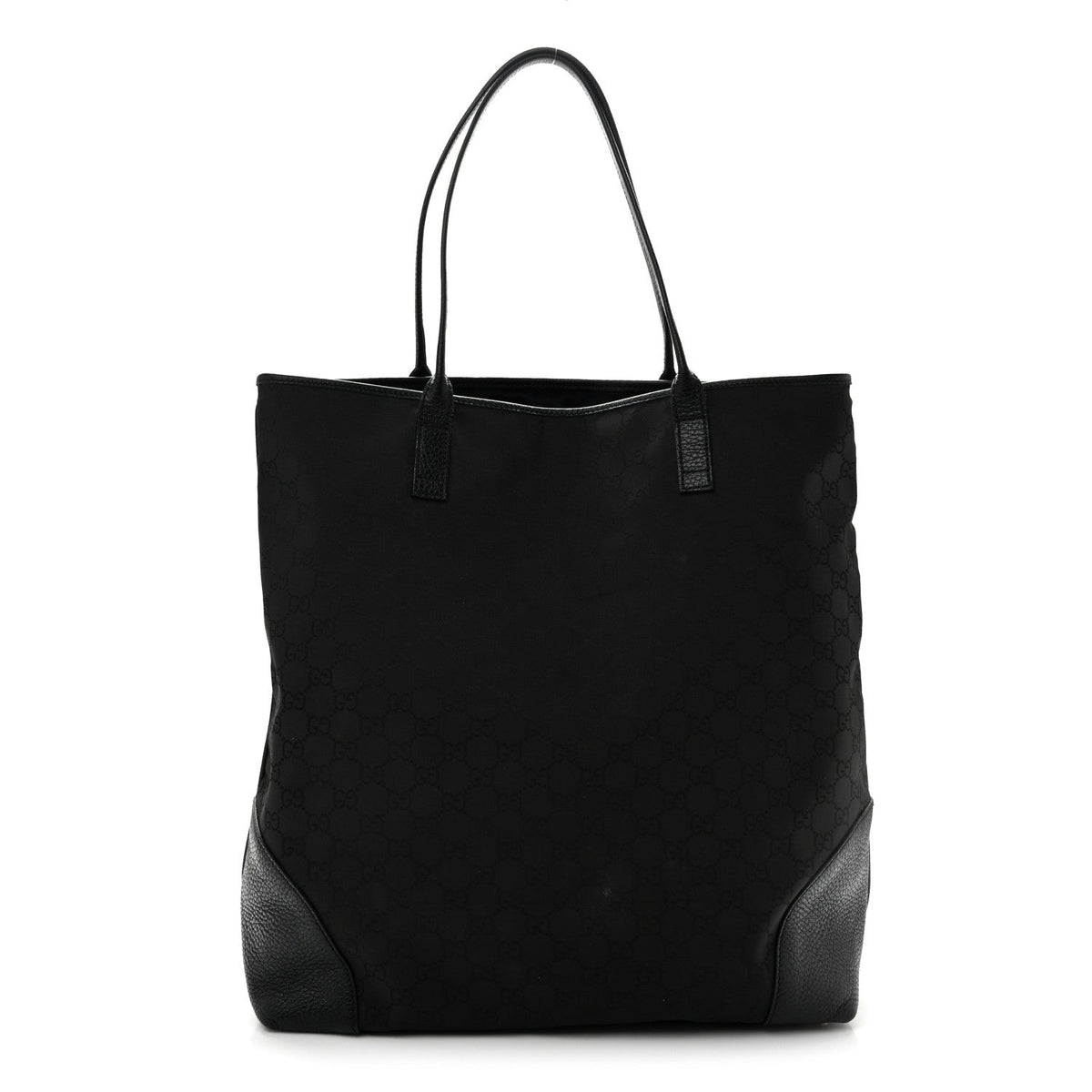 Gucci Monogram Canvas Leather Tote Black