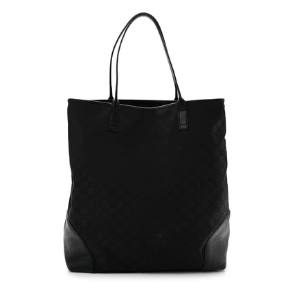Gucci Monogram Canvas Leather Tote Black