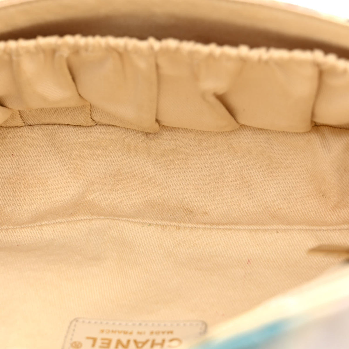 Chanel Canvas Small Printed Eiffel Tower Flap Bag Beige Multicolor