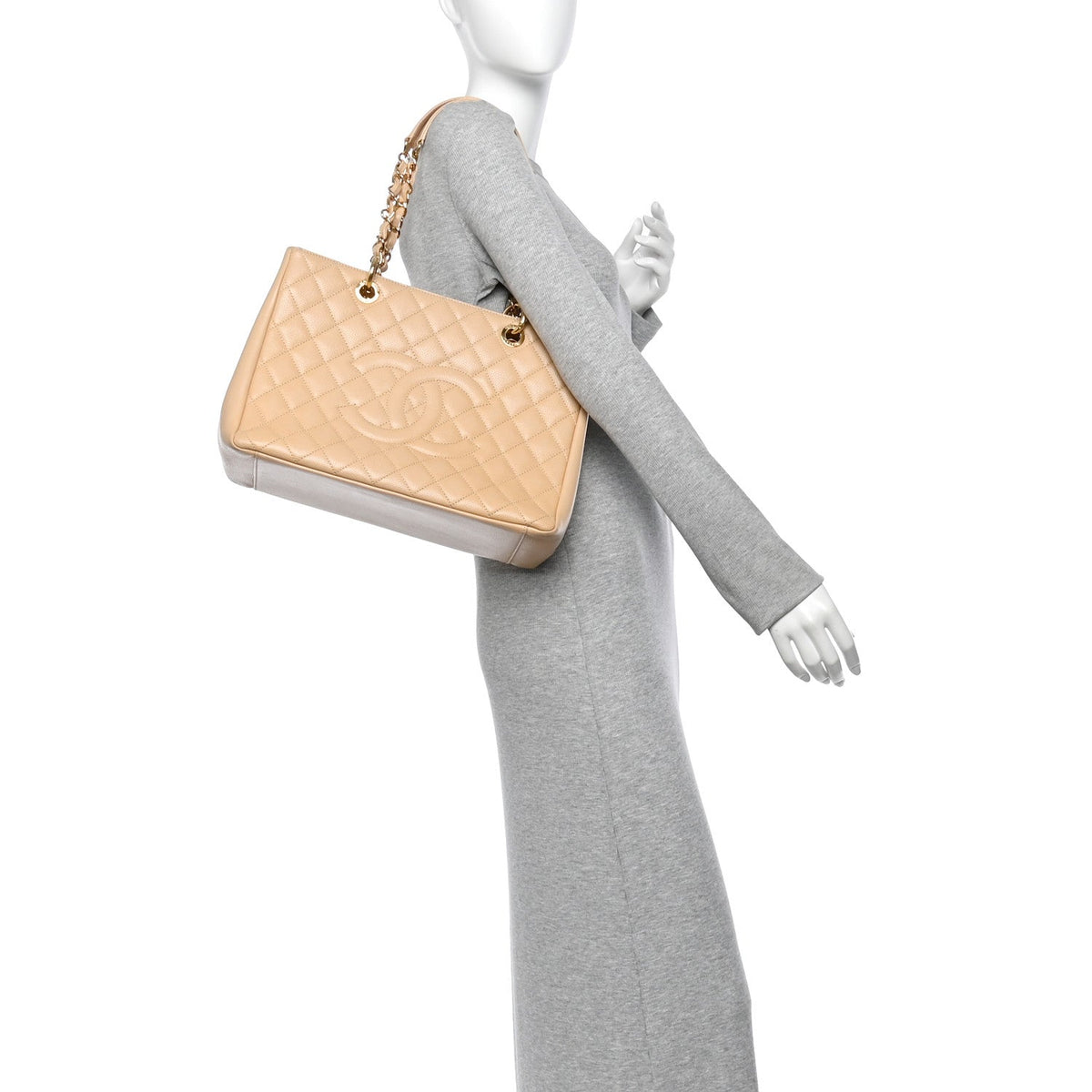 Chanel Caviar Quilted Grand Shopping Tote GST Beige