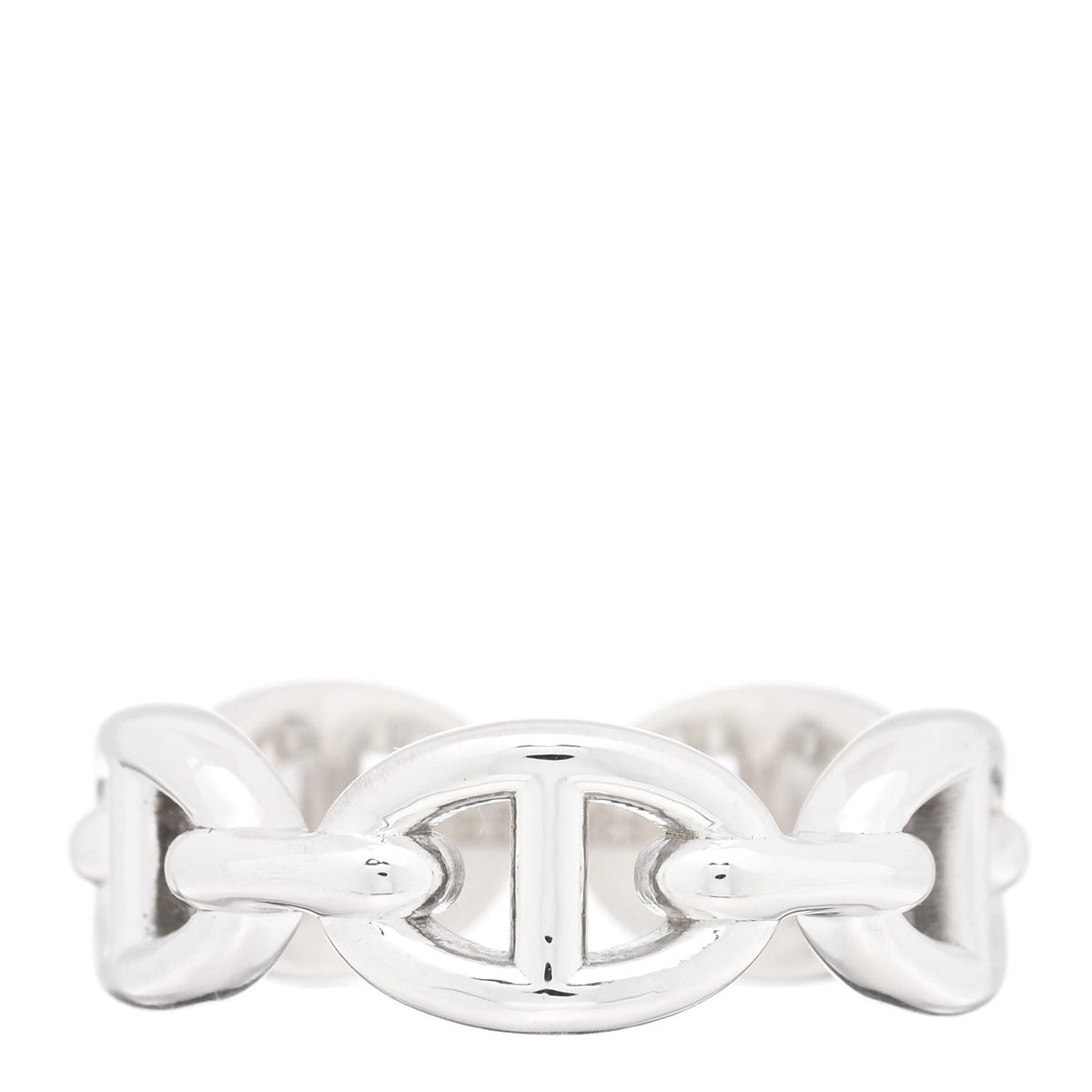 Hermes Sterling Silver PM Chaine d'Ancre Enchainee Band Ring 52 6