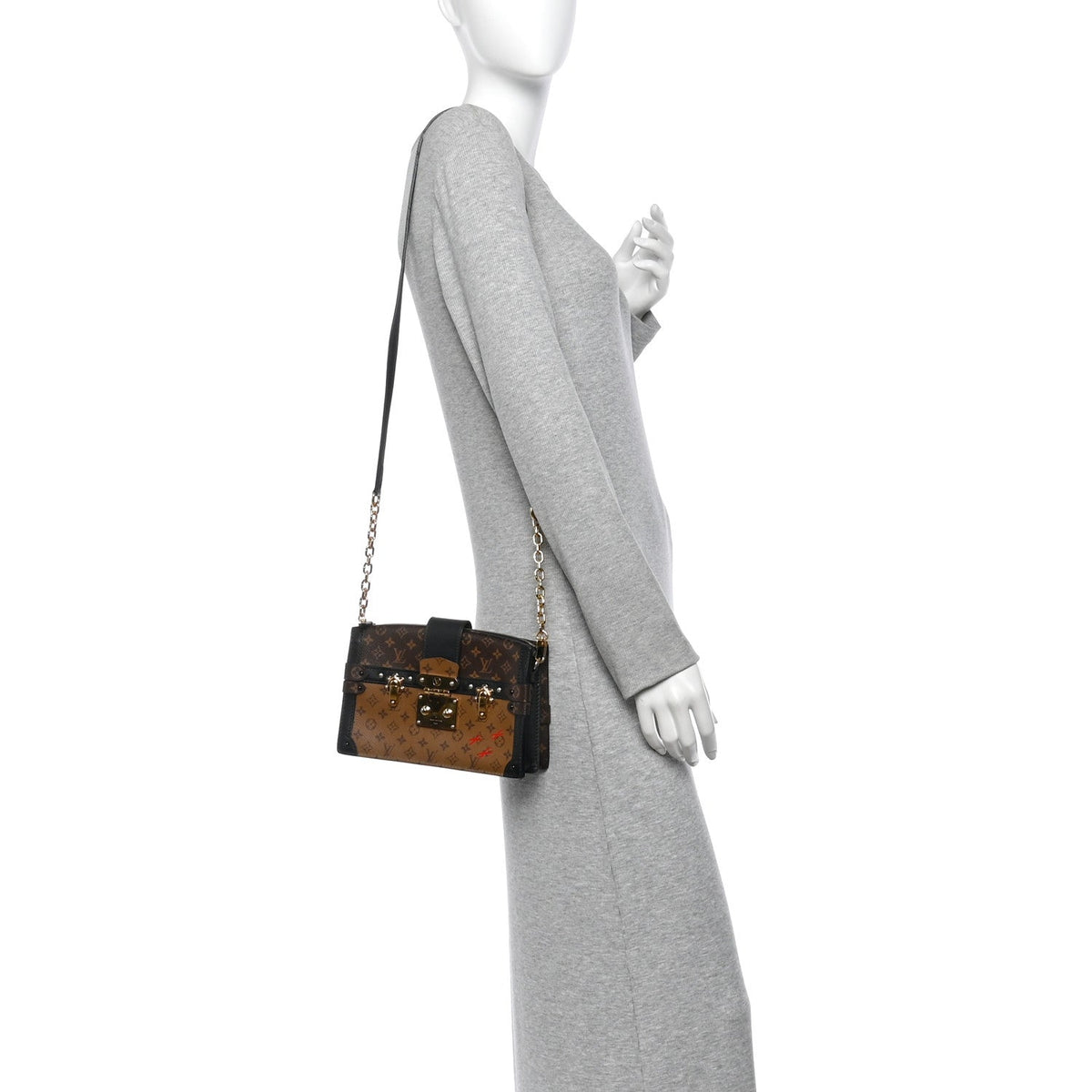 Louis Vuitton Reverse Monogram Trunk Clutch Bag Brown