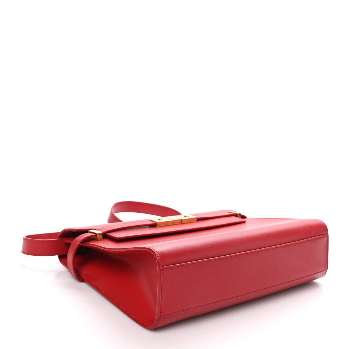 Saint Laurent Smooth Calfskin Manhattan Shoulder Bag Rouge Eros