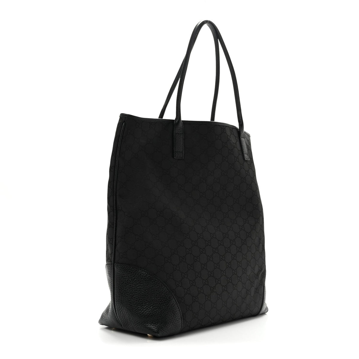 Gucci Monogram Canvas Leather Tote Black