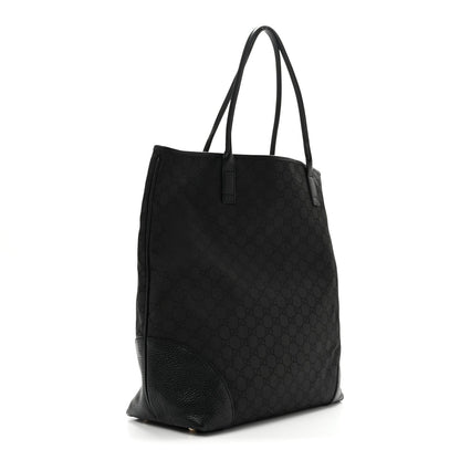 Gucci Monogram Canvas Leather Tote Black