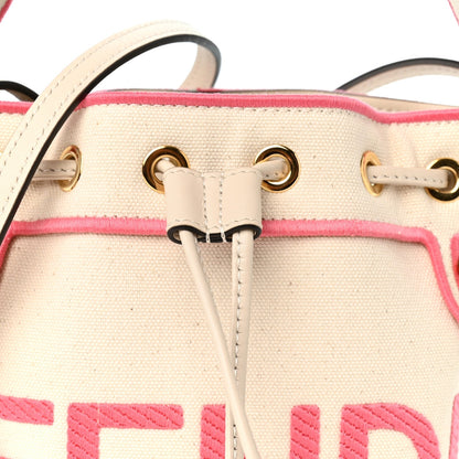 Fendi Canvas Vitello Grace Mini Mon Tresor Bucket Bag Grezzo Pink