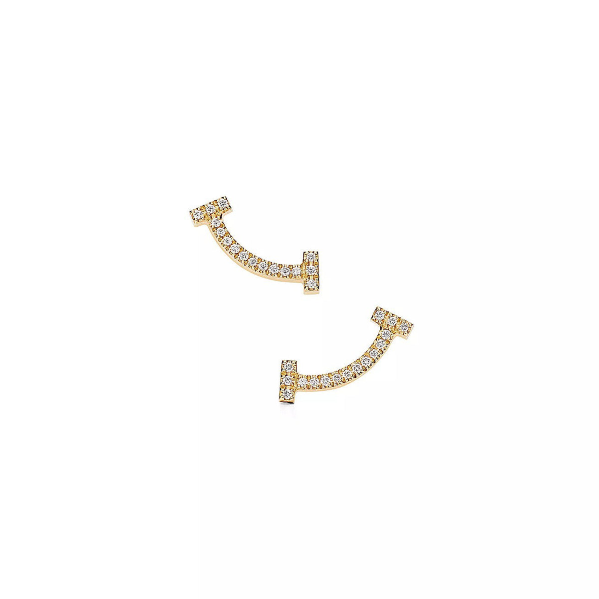 18K Gold Diamond Tiffany T Smile Earrings