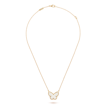 18K Yellow Gold MOP VCA Lucky Alhambra Butterfly Pendant
