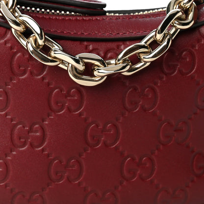 Gucci GG Calfskin Embossed Emblem Mini Shoulder Bag Rosso Ancora