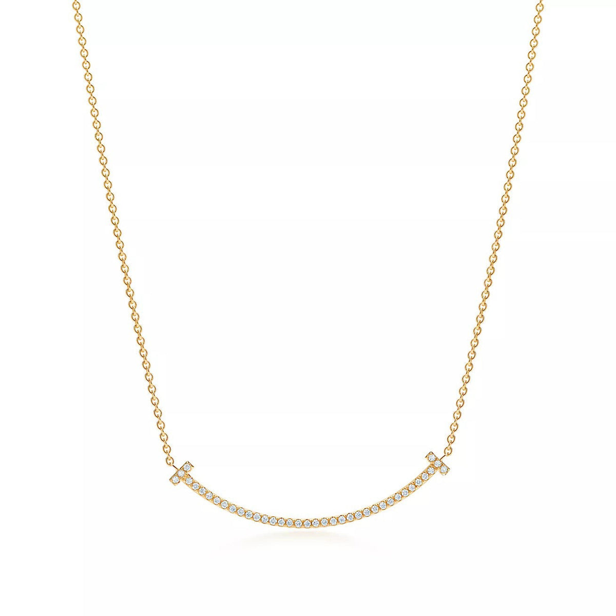 18K Gold Diamonds Tiffany T1 Small Smile Pendant