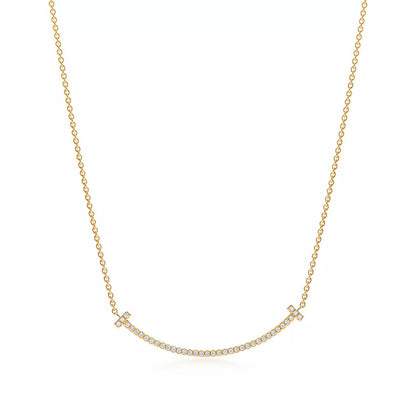 18K Gold Diamonds Tiffany T1 Small Smile Pendant