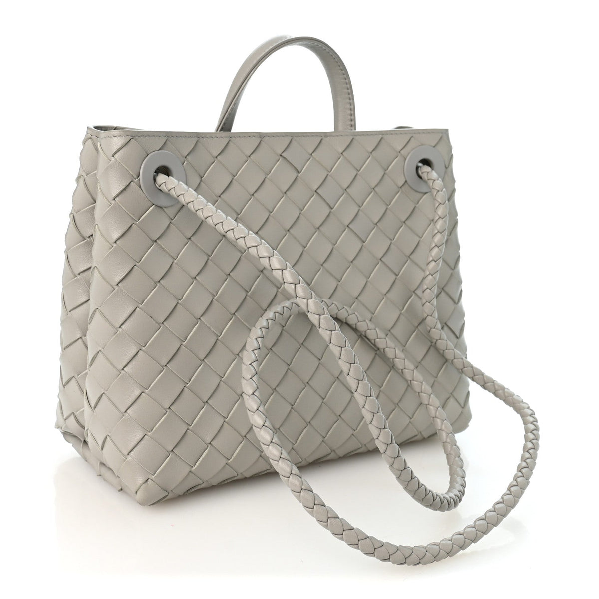 Bottega Veneta Nappa Intrecciato Small Andiamo Shoulder Bag Sterling